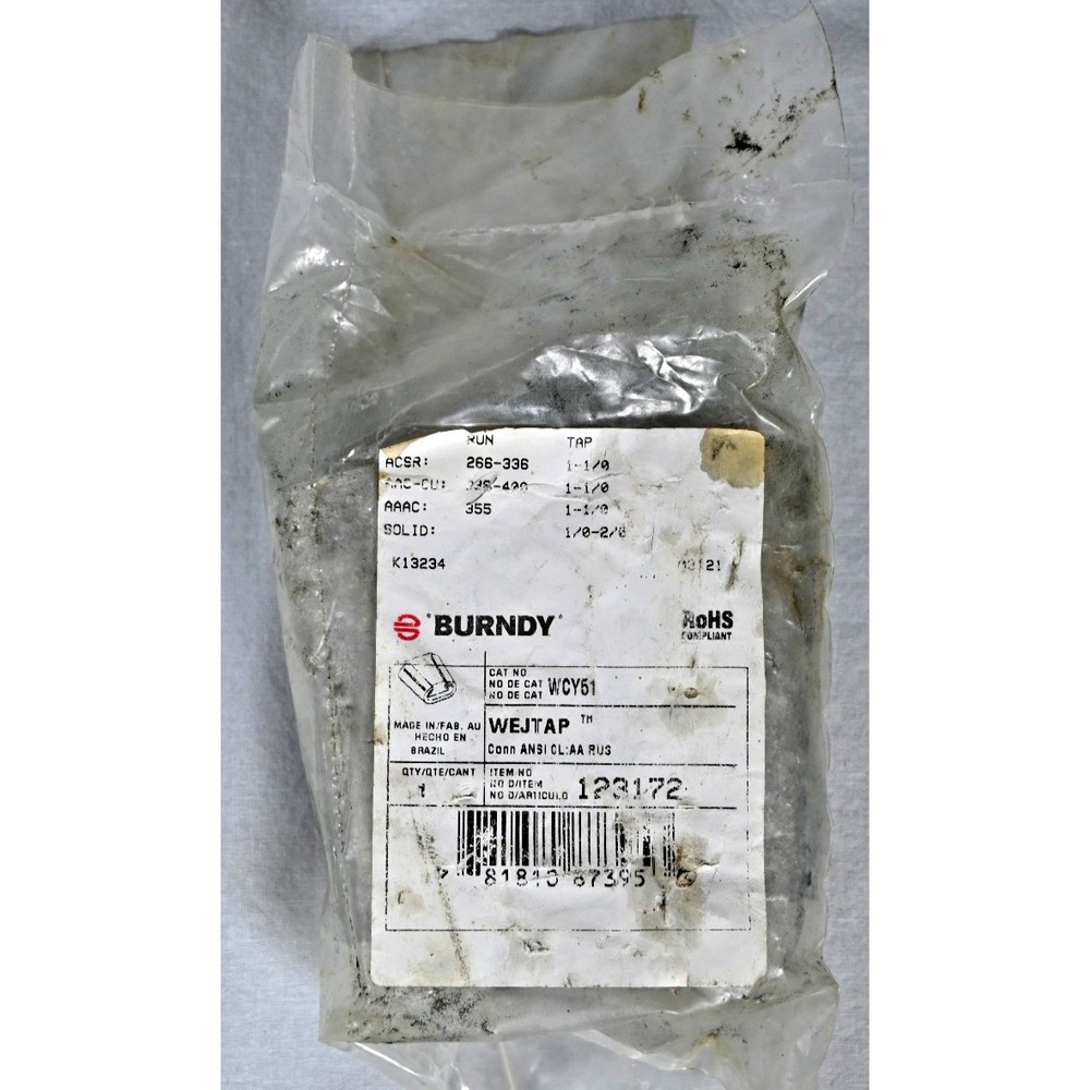 NEW Old Stock Burndy WCY51 WEJTAP Wedge Connector Sealed Package